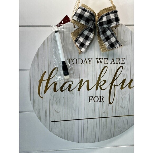 Today We Are Thankful For Dry Erase Board With Buffalo Check Burlap Bow New - Picture 2 of 13